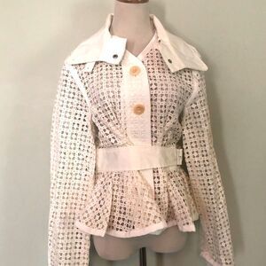 🆕 [Sacai Luck] Ivory Lattice and Lace Jacket Sz: 2